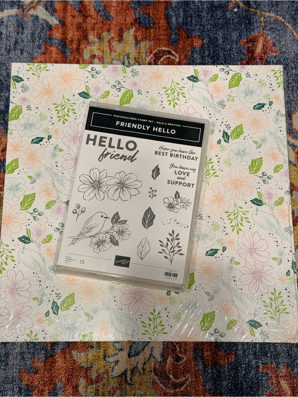 Stampin' Up! Friendly Hello Photopolymer Stamp Set and NWT Paper Pack